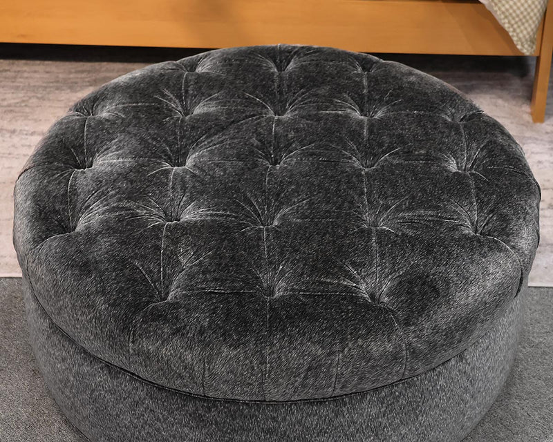 Gray Tufted Custom Ottoman