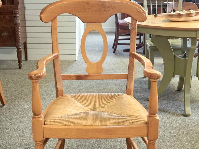 Set of Six Birchwood Dining Chairs W/ Rush Seats