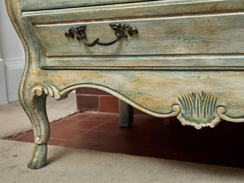 Painted Miniature  Louis XV Chest with Walnut Top & 2 Drawers