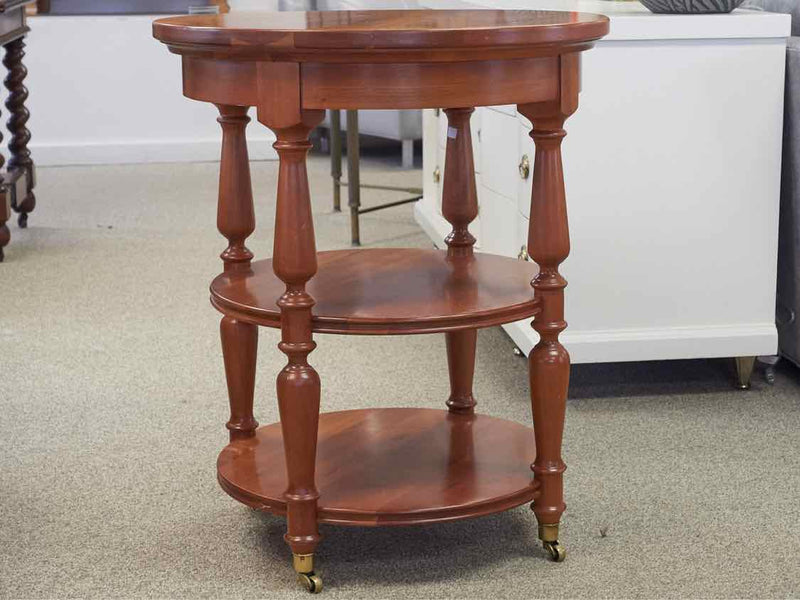 Harden Cherry Round Side Table with 2 Shelves