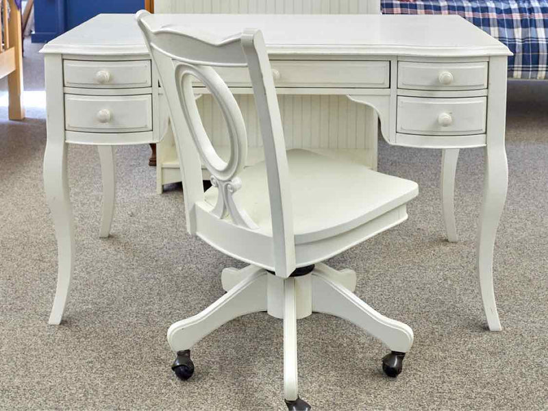 Ethan Allen White Writing Desk & Chair