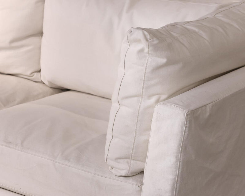 Arhaus 4 Piece White Denium Slipcover Sectional with Ottoman