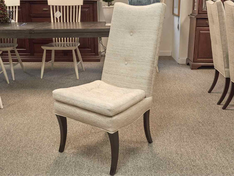 Lynne Scalo Set of 10 Custom Raw Silk Dining Chairs in Cream & Beige