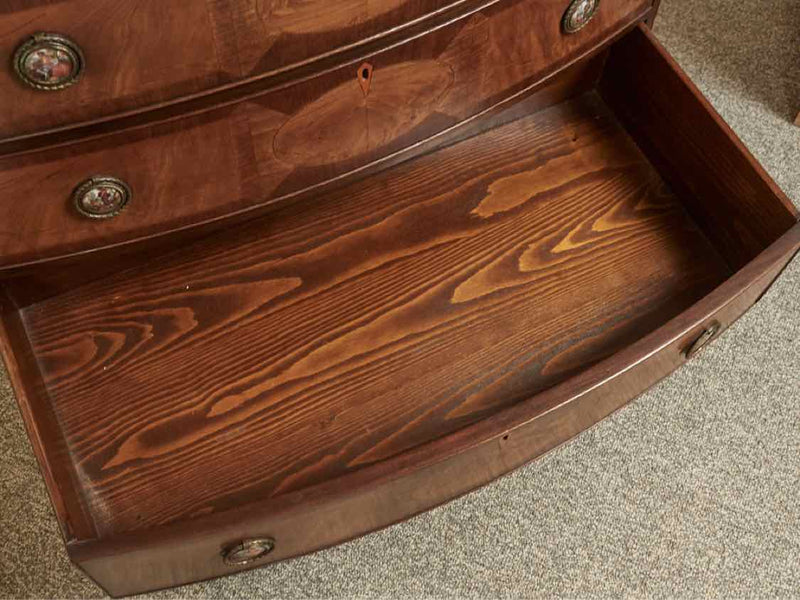 Bowfront Inlay Mahogany Bachelor's Chest