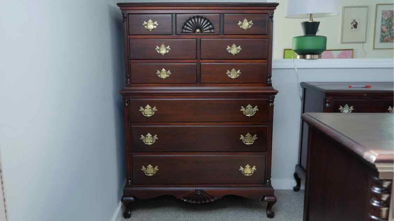 Solid Mahogany Chest With Brass Batwing Hardware