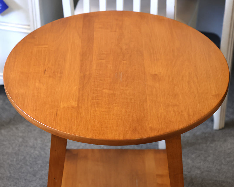 Ethan Allen Round Maple Side Table in Wheat Finish