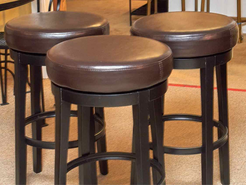 Pier One Set Of 3 Chocolate Brown Swivel Bar Stools