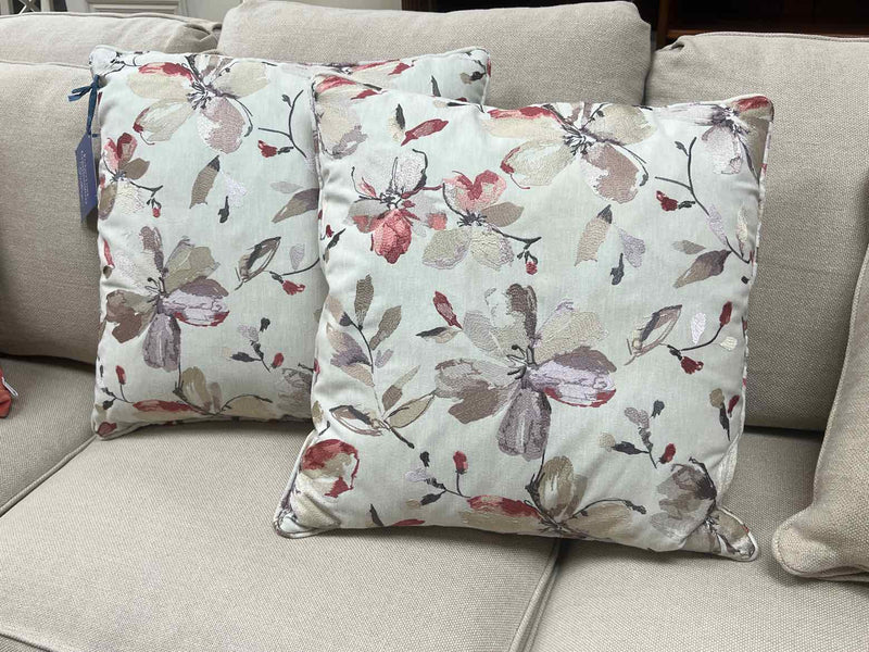 Pair of Embroidered Floral Pillows