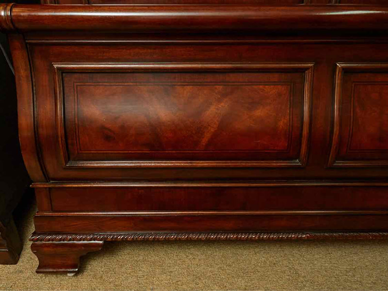 Queen Cherry Sleigh Bed with Wood Rails