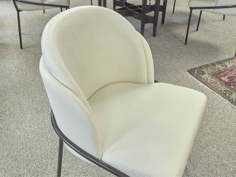 Set of 6 'Angelo' Ivory Leather Rove Concepts Contemporary  Dining Chairs