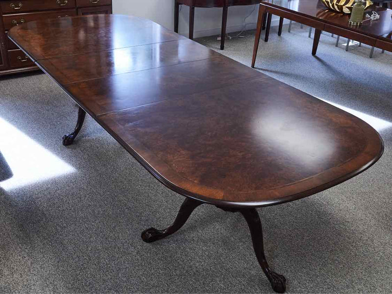 Banded Mahogany Double Pedestal Dining Table