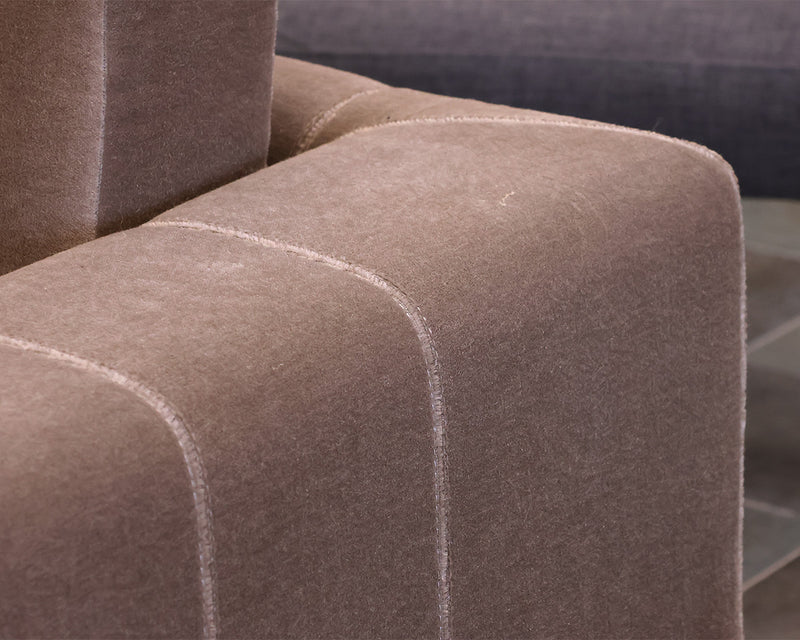 Heather Brown Mohair Contemporary Sofas with Re-moveable Head Rests