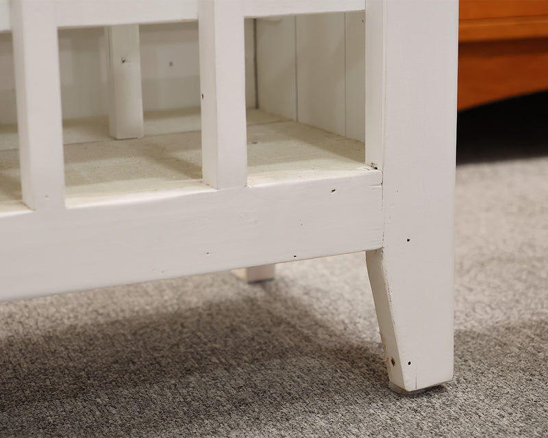 White Wine Cabinet with Grey Top and Black Pulls