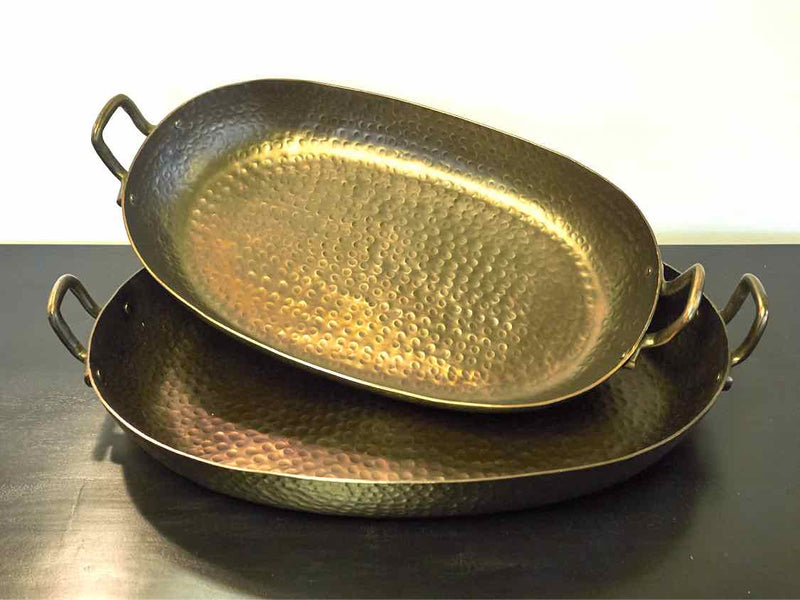 'Pama' Set of Two Hammered Gold Trays