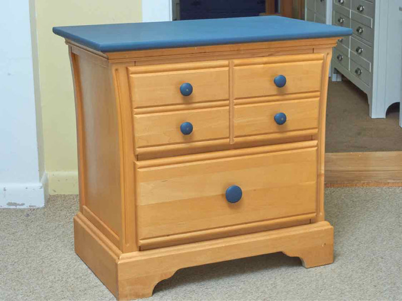 Maple 2 Drawer 'Bayberry Blue' Finsih Top & Knobs Nightstand