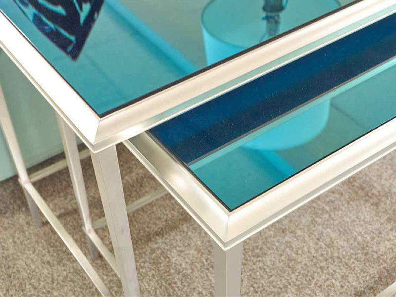 Silver Framed Glass Nesting Tables