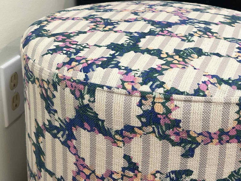 Anthropologie Striped Floral Ottoman