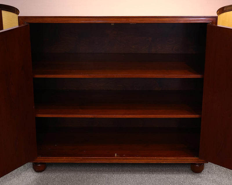 Custom Mahogany Cabinet with Tiger Maple Doors with Key Detail