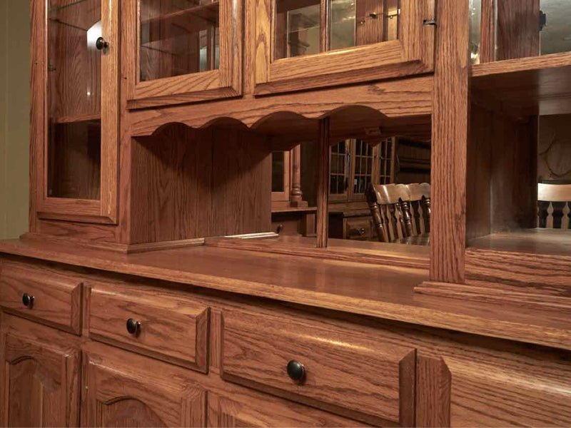 Oak 4 Glass Door 4 Drawer 4 Lower Door China Cabinet