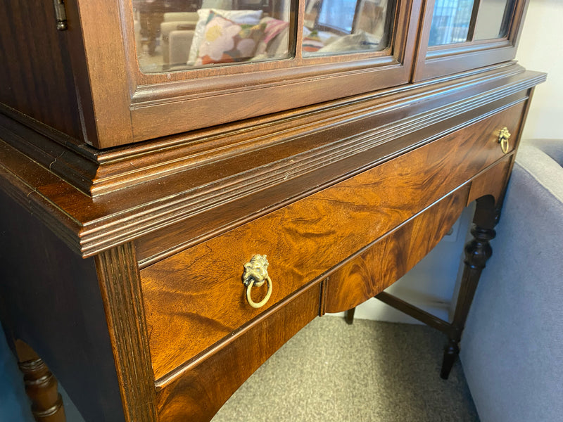 Limbert Burled Walnut Glass Door Display Cabinet