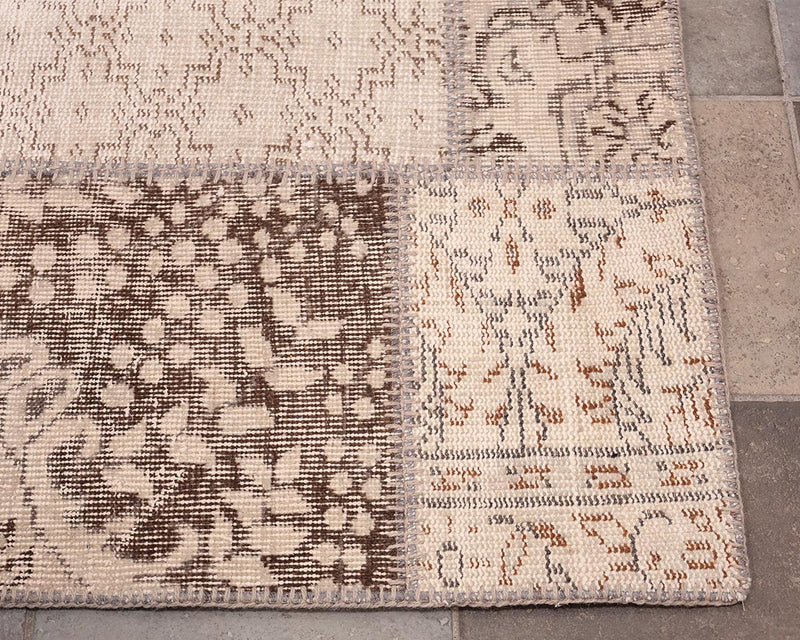 Beige Patchwork 10 x 10 Area Rug