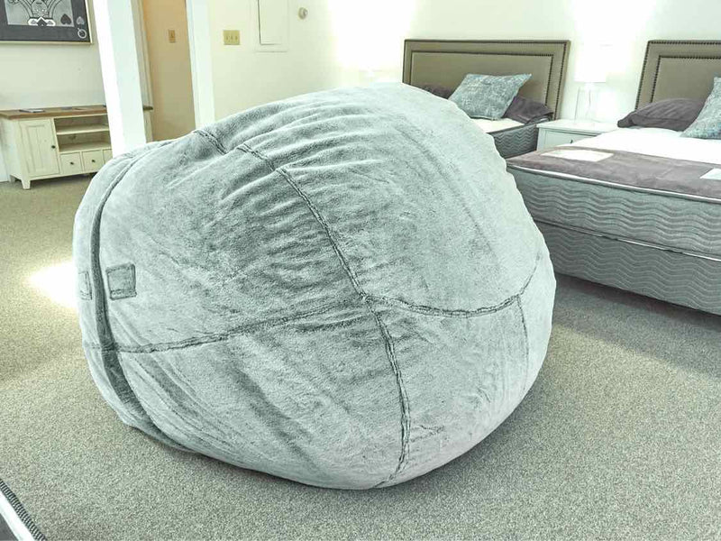 Lovesac 'The Big One' in Gray Faux Fur