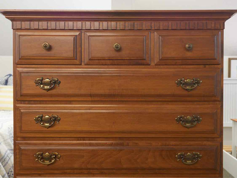 Maple 9 Drawer  Chest on Chest  with Ornate Pulls