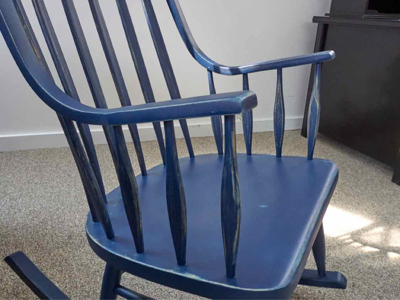 Rustic Navy Slat Back Rocker