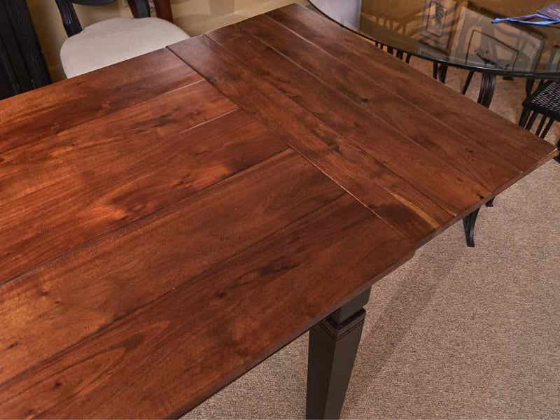 Arhaus Chestnut Plank Top  Dining Table with Black Base with 2 Extension Leaves