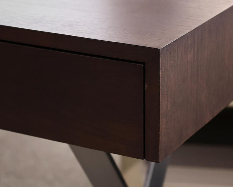 Dark Finish 3-Drawer Writing Desk on Stainless X-Base