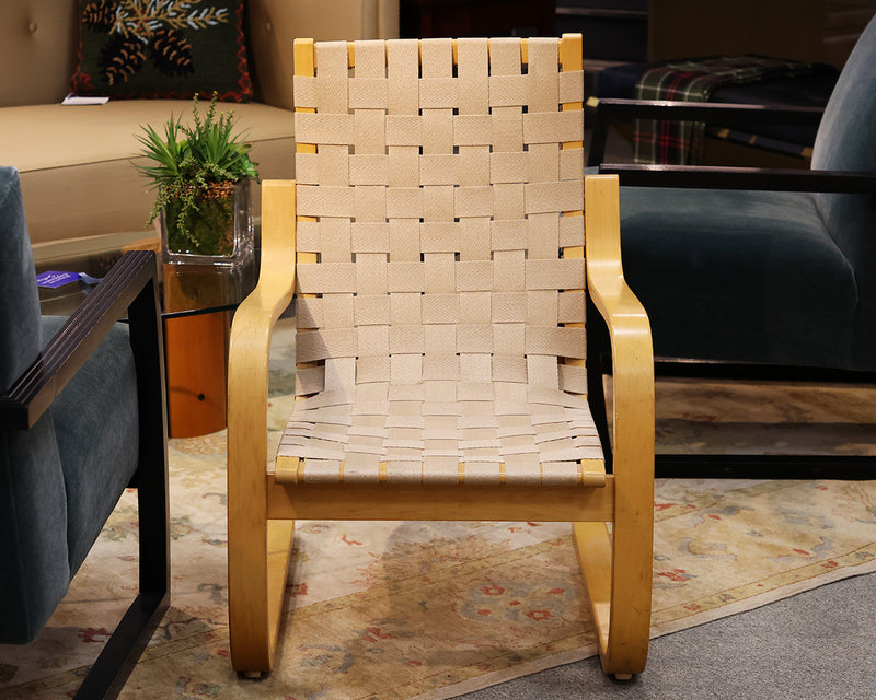 Cream Woven Lounge Chair w/Natural Frame