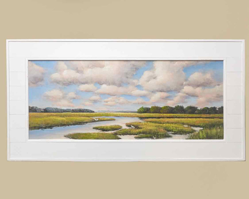 'Low Country' Ivory Shiplap Style Frame Canvas Art Print