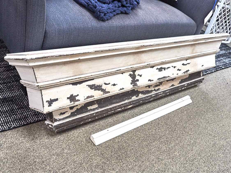 Rustic Distressed Ivory Wall Shelf