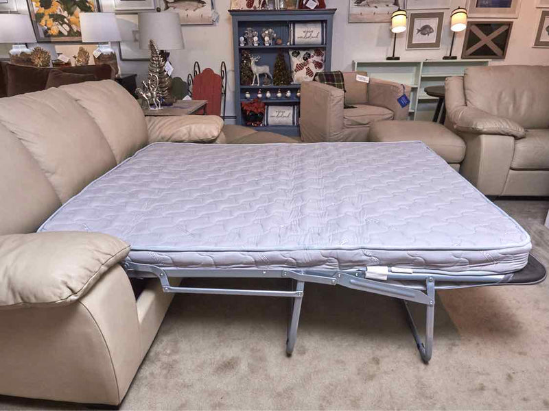 Macy's 'Italsota'  Beige Leather Queen Sleeper