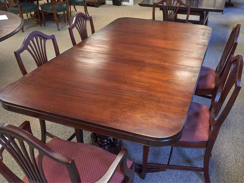 Mahogany  Duncan Phyfe Double Pedestal Table & 6 Chair Set