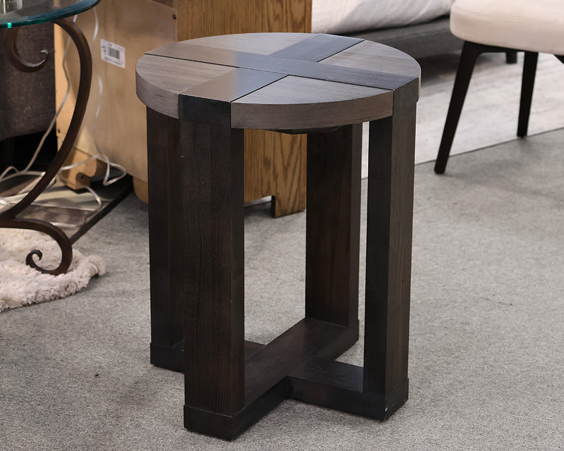 Bassett Skyline Collection Round Two-Tone Solid Maple Side Table