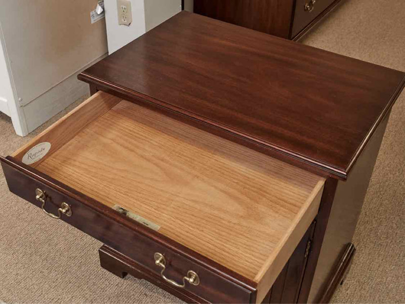 Henkel Harris Mahogany 1 Drawer 2 Door Brass Handles Nightstand