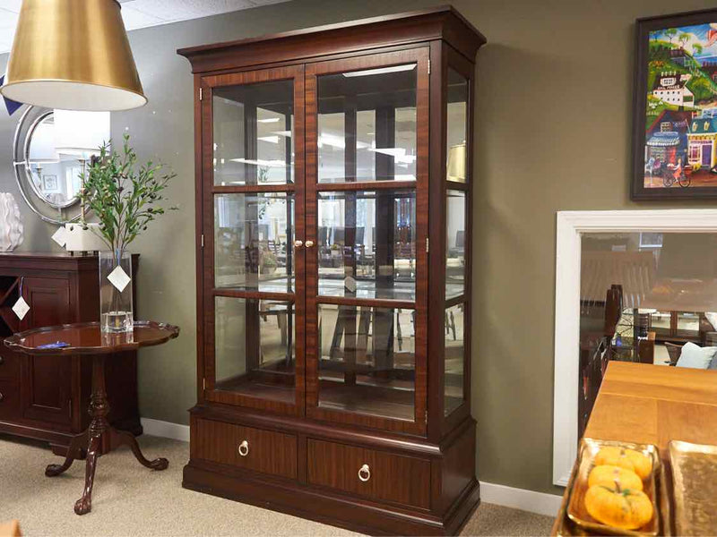 Ethan Allen Brighton Lighted China Cabinet in Dark Sable Finish