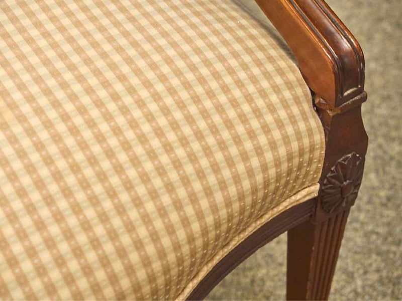 Mahogany Framed Accent Chair W/ Striped Upholstery