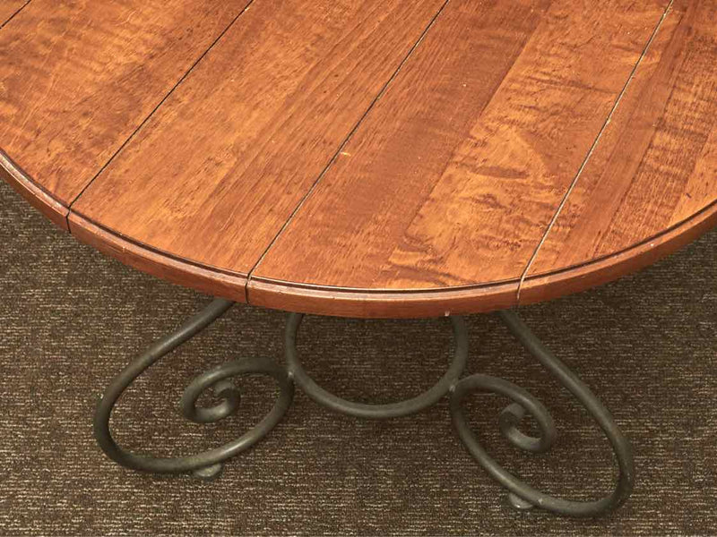 Ethan Allen Round Plank Top Metal Legs  Side Table