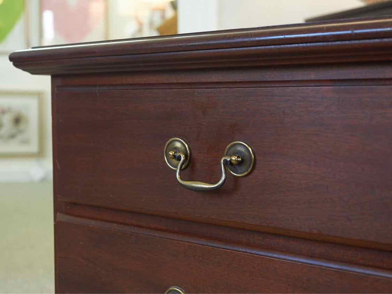 Pair of Mahogany 3 drawer Nightstands with Brass Chippendale Pulls