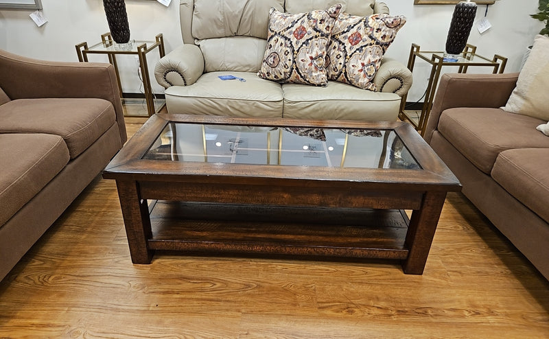 Pottery Barnl Shadowbox Cocktail Table in Rustic Dark Finish