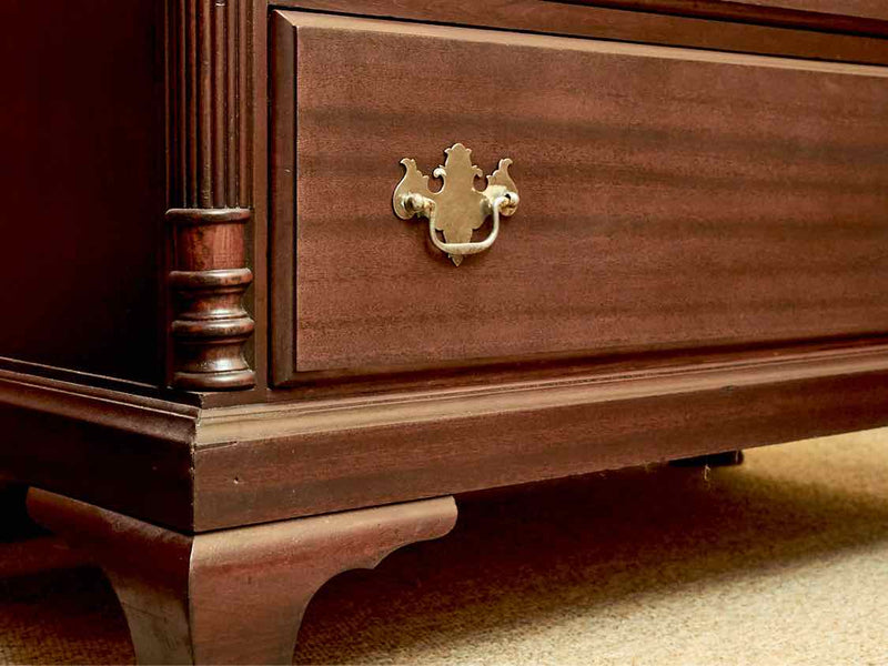 Mahogany 3 Drawer Dresser with Column Sides &  Chippendale Brass Pulls