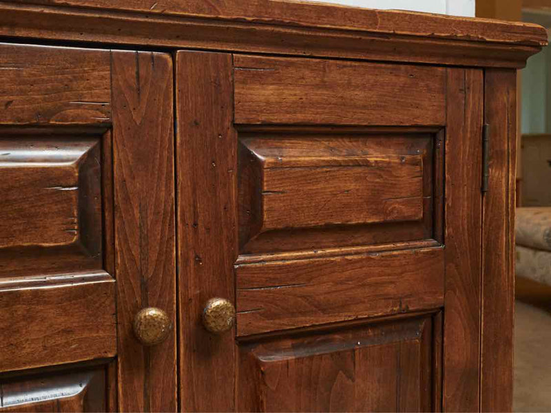 Rustic Walnut 2 Door Cabinet With Iron Accent