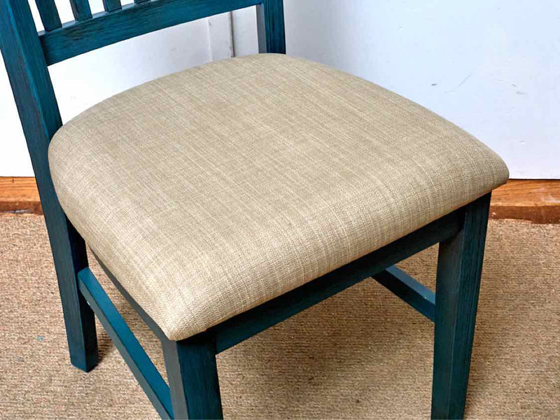 Jorfan Inc Green Finish Slat Back Linen Cushion Dining Chair