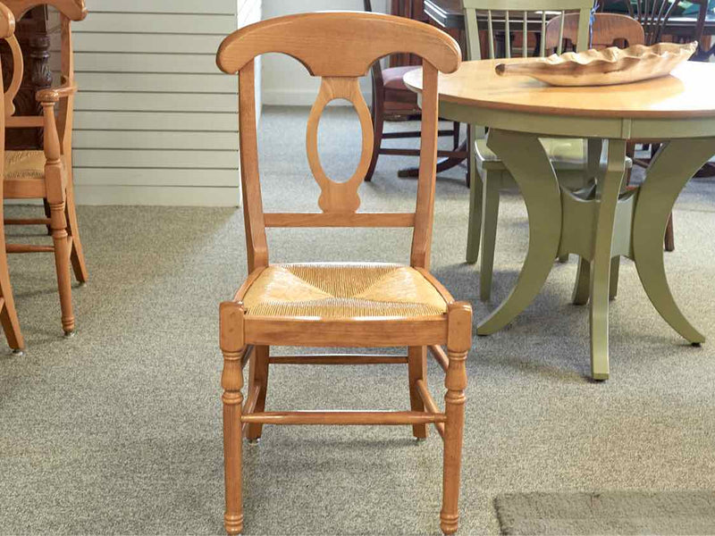 Set of Six Birchwood Dining Chairs W/ Rush Seats