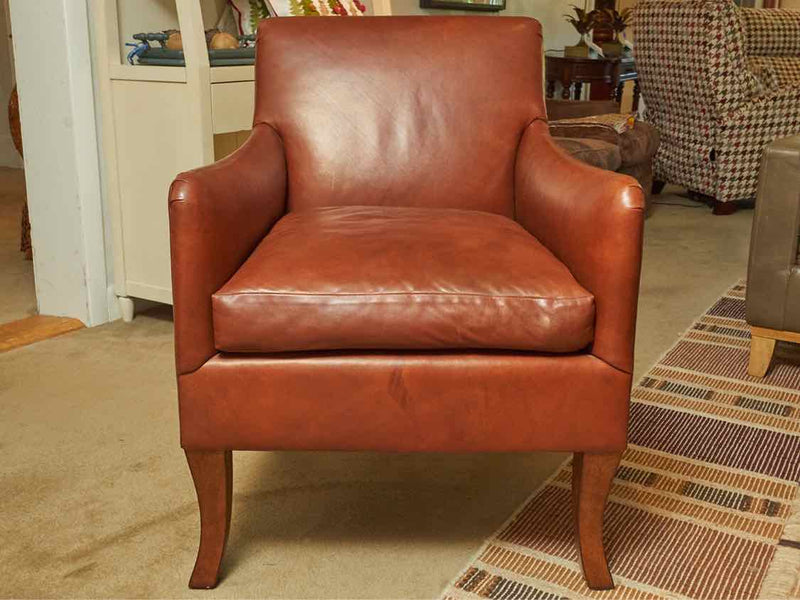 Edward Ferrell 'Sienna Brown' Leather Chestnut  Legs  Chair