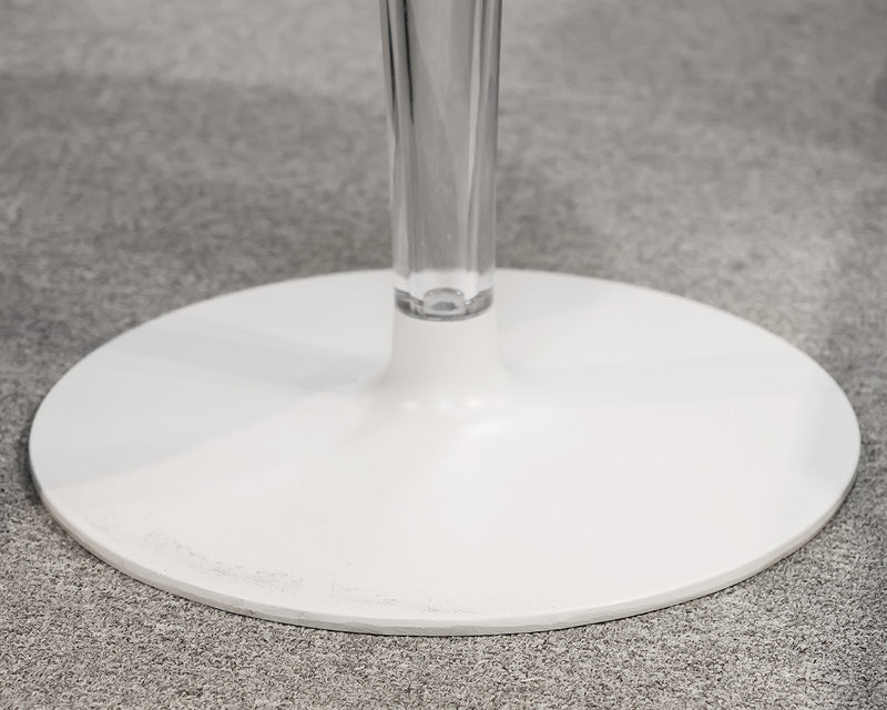 Round White and Lucite Drink Table