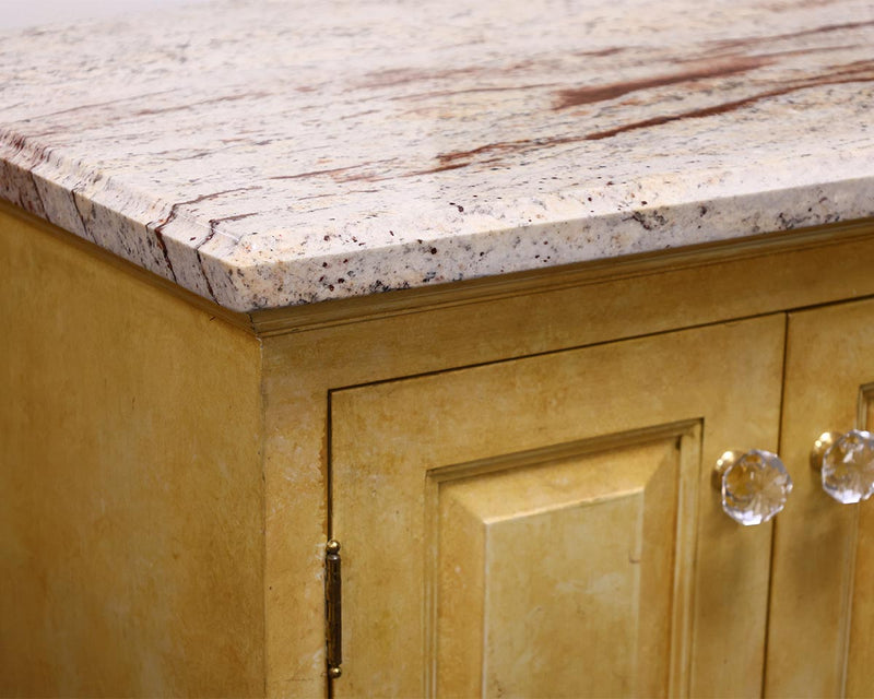 Hand Painted Yellow  Sideboard with Marble Top