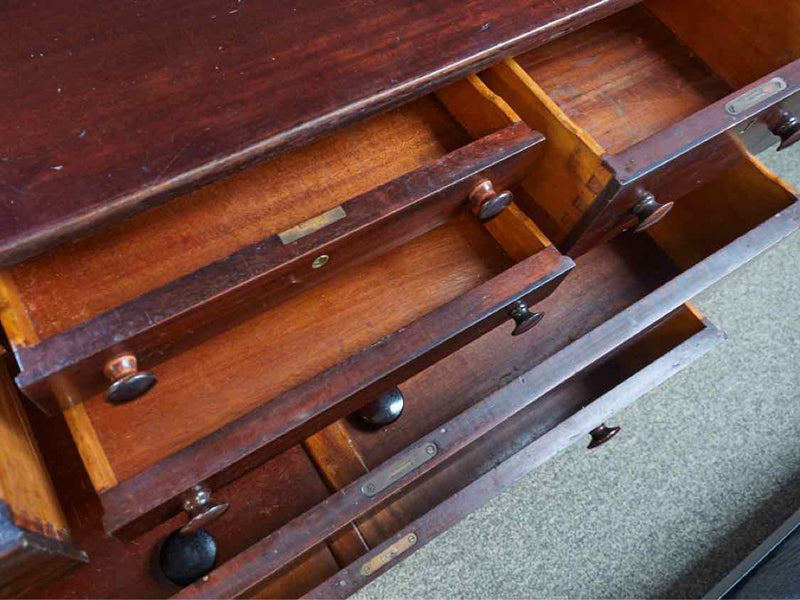 Espresso Finish Mahogany Dresser On Castors W/ Mirror